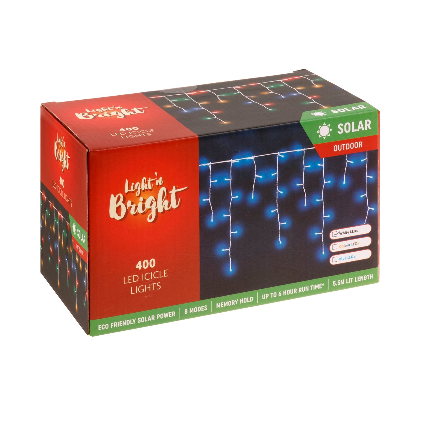 Lights Icicle Solar 8F Pk400 - MULTICOLOUR