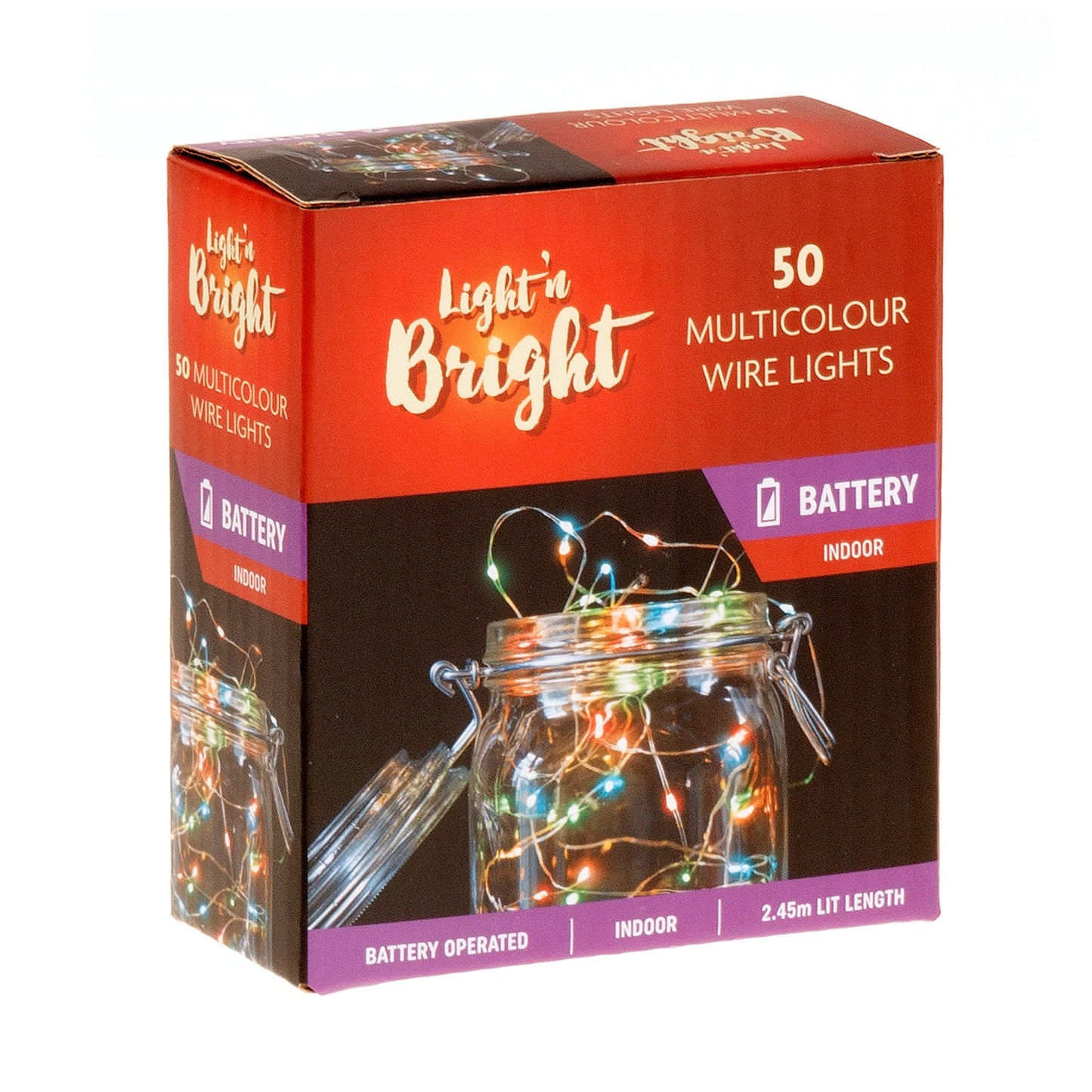 Light Copper Wire Multicolour Pk50 Battery Operated